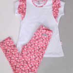 Virágmintás lányka együttes, póló+legging