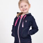 Farmerhatású kapucnis lányka pulóver