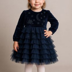 Alkalmi bársony ruha fodros szoknyarésszel