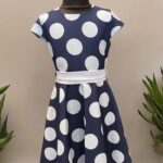 Kék-fehér pöttyös alkalmi ruha