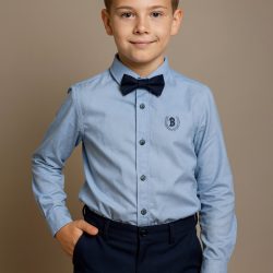 Fiú alkalmi kék ing kék csokornyakkendővel